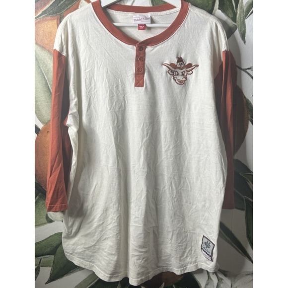 Mitchelle & Ness Other - Mitchelle & Ness Texas Longhorns Bevo Ringer Henley Shirt Mens 2XL